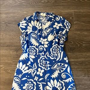Boden Blue & White Floral Midi Dress Size 16R